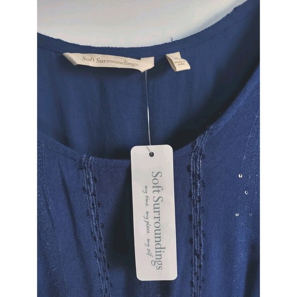 NWT Soft Surroundings Kara Tiered Maxi Dress Blue Shimmer Sequin Size Large $150 - Picture 8 of 11